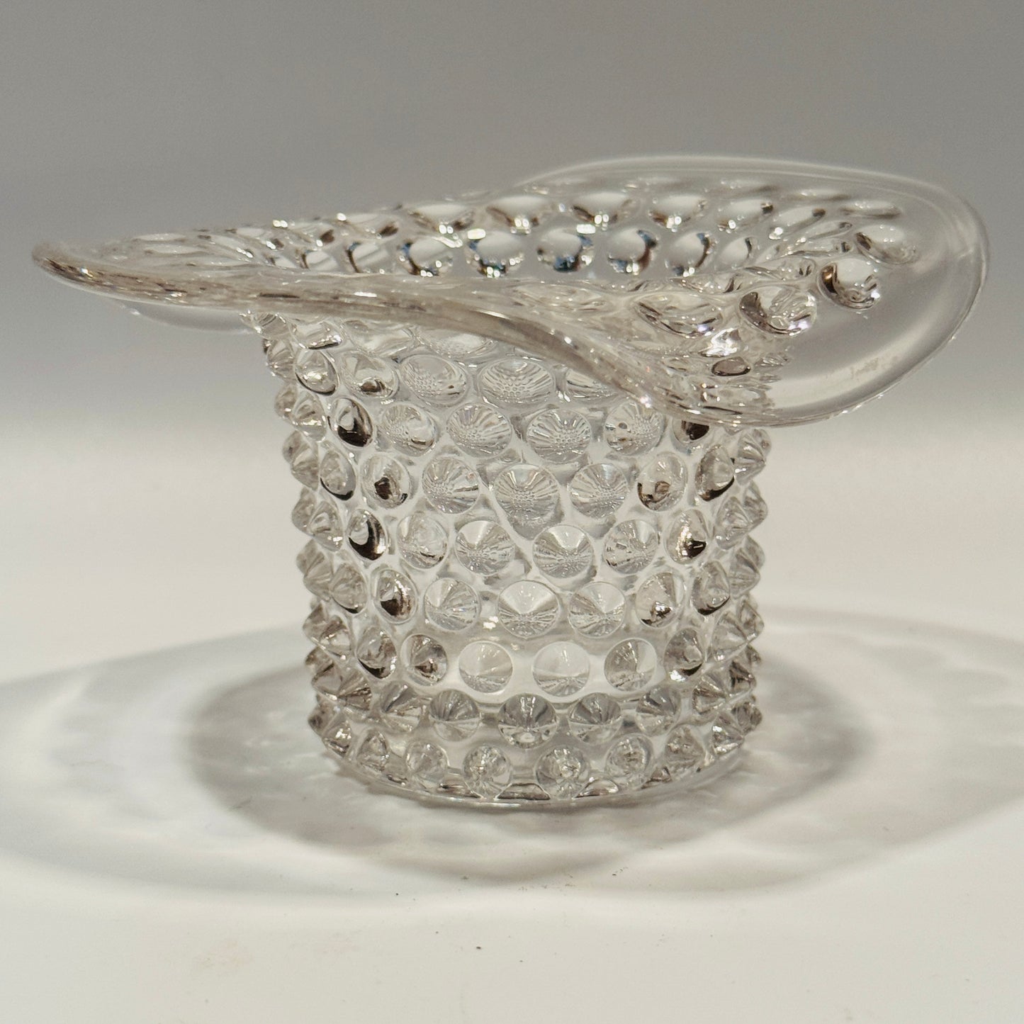 Clear Glass Thousand Eye Hobnail Top Hat Toothpick Holder