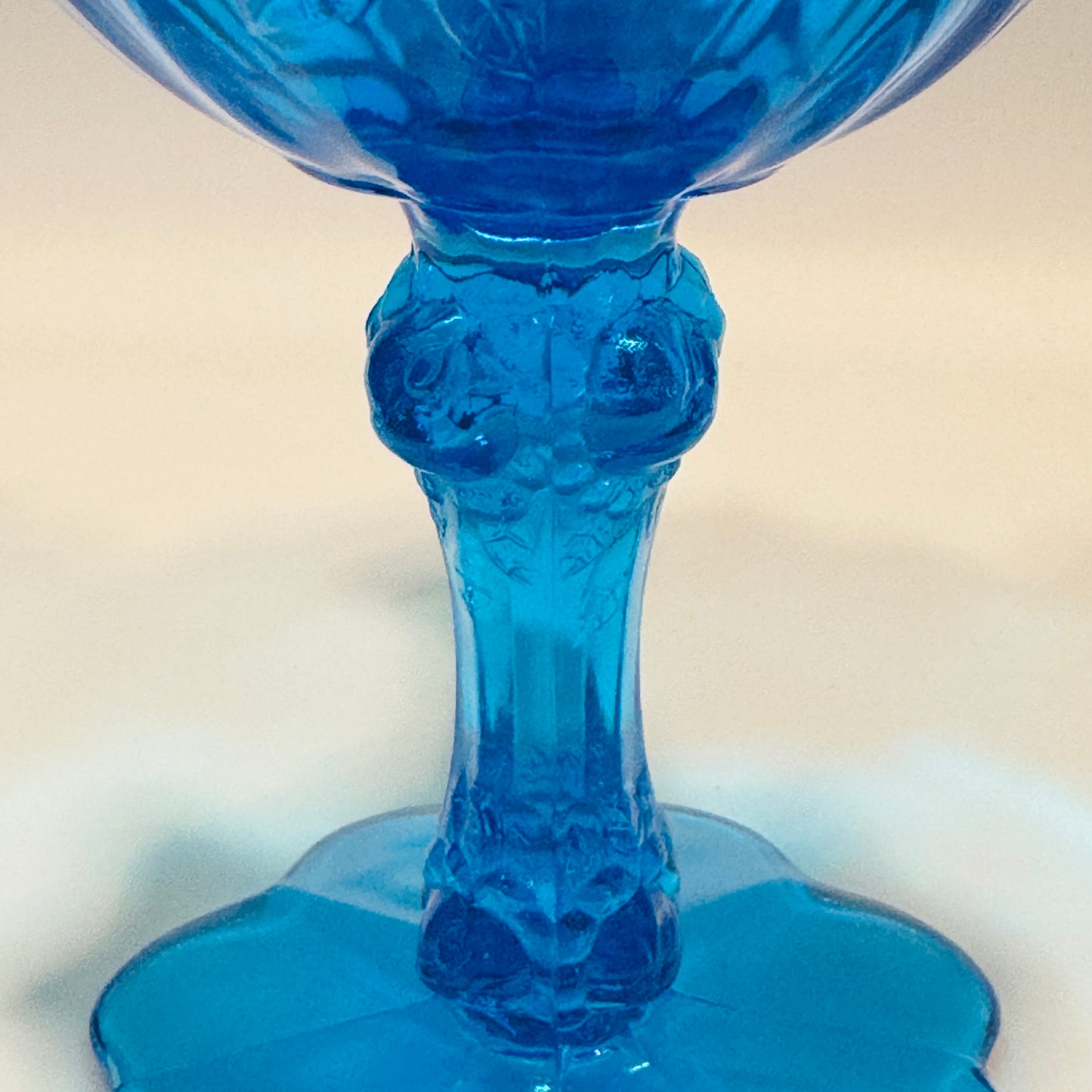 Fenton Colonial Blue Cabbage Rose Ruffled Edge Compote