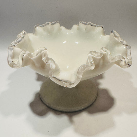 Fenton Silver Crest Ruffle Edge Footed Compote