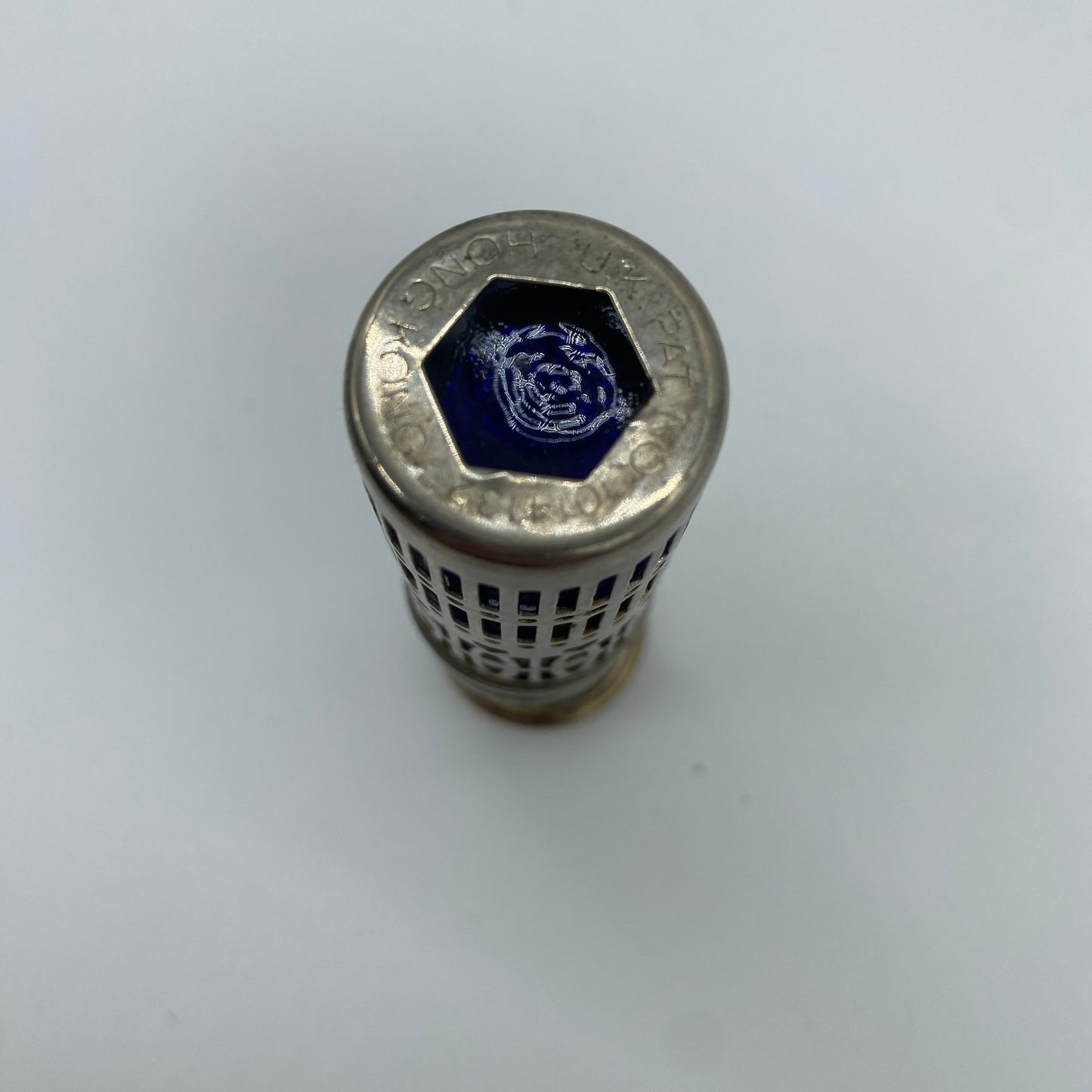 Cobalt Glass and Silver Plated Salt Shaker