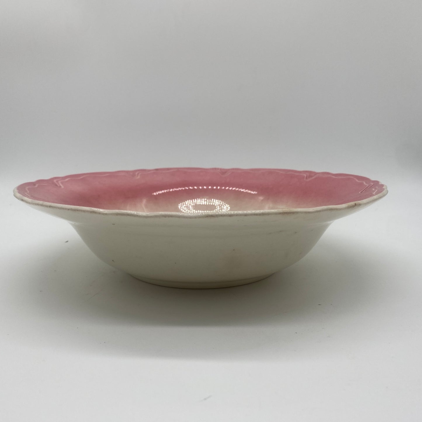 Decorative Pink Border and Green Floral Bowl