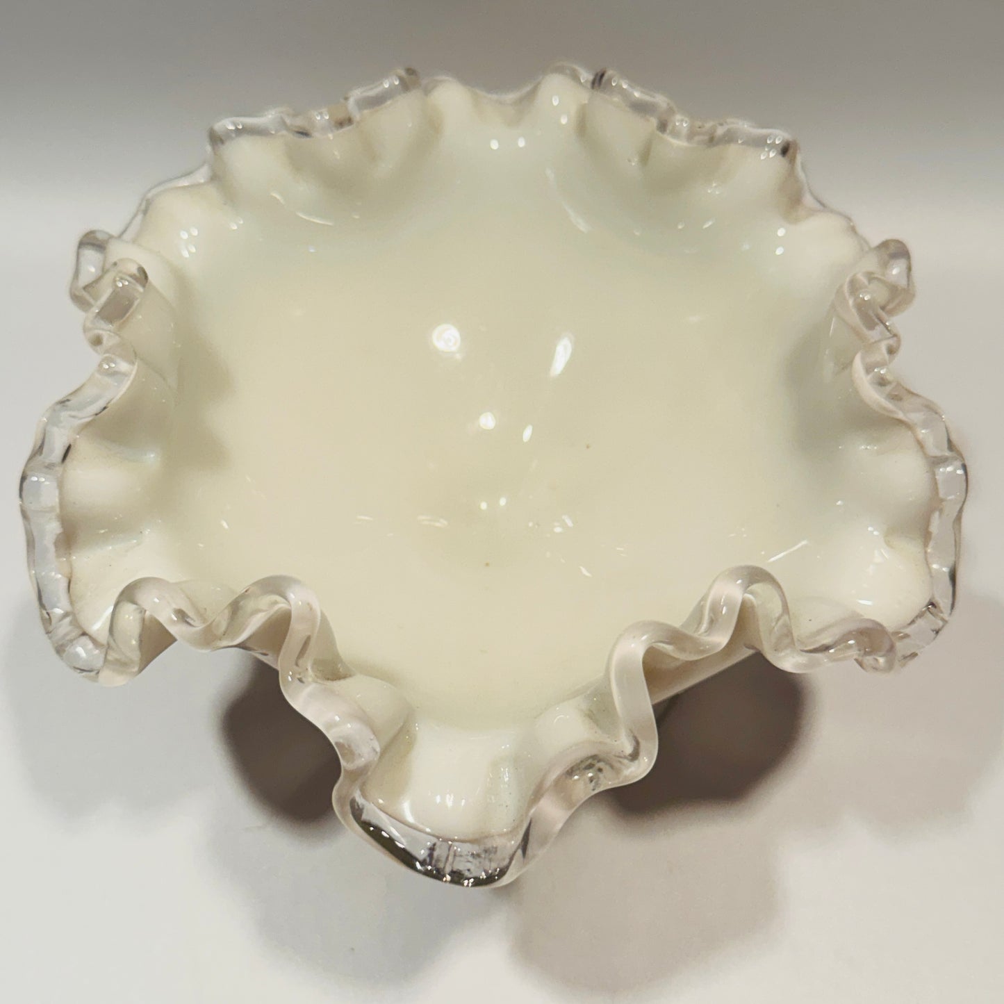 Fenton Silver Crest Ruffle Edge Footed Compote