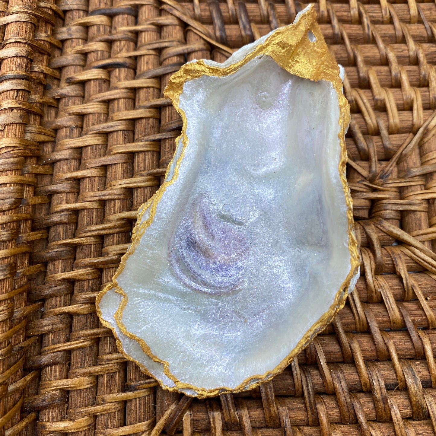 Medium Oyster Shell Gilded Decoupage, Trinket Dish, Jewelry Tray, Gift, Ornament, Event Favor