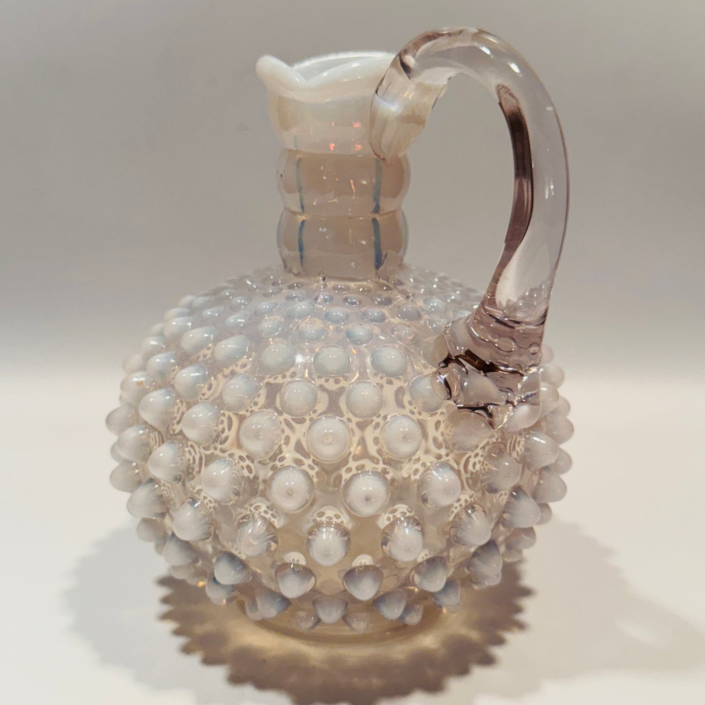 Fenton Opalescent Moonstone Hobnail Cruet / Perfume / Pitcher