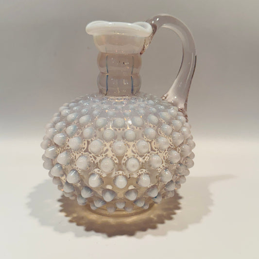 Fenton Opalescent Moonstone Hobnail Cruet / Perfume / Pitcher