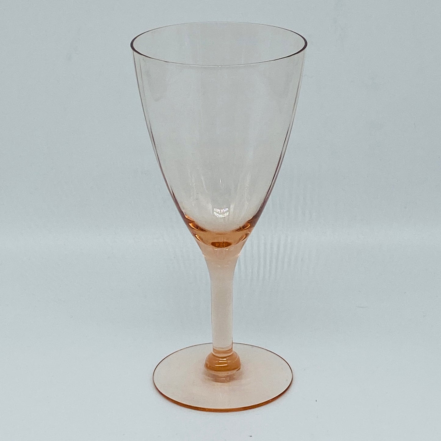 Set of Six Pink Depression Stemmed Wine Glasses
