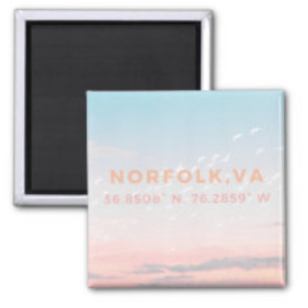 Norfolk, VA Coordinates Square Magnet 2" x 2"