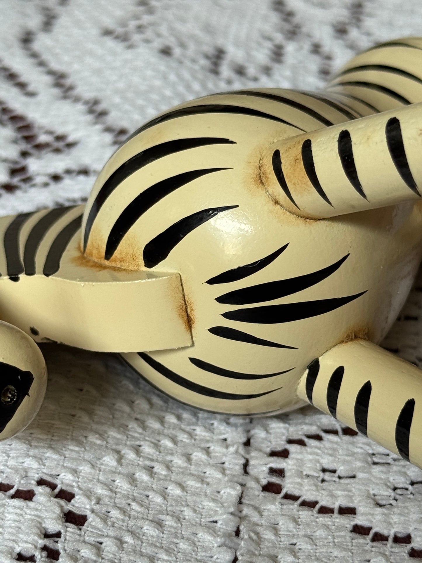 Vintage Kay Bojesen Wood Zebra Figurine - Black and White - Danish Designer, No Label