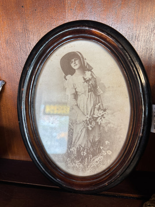 Victorian Style Woman with Flowers Framed Picture