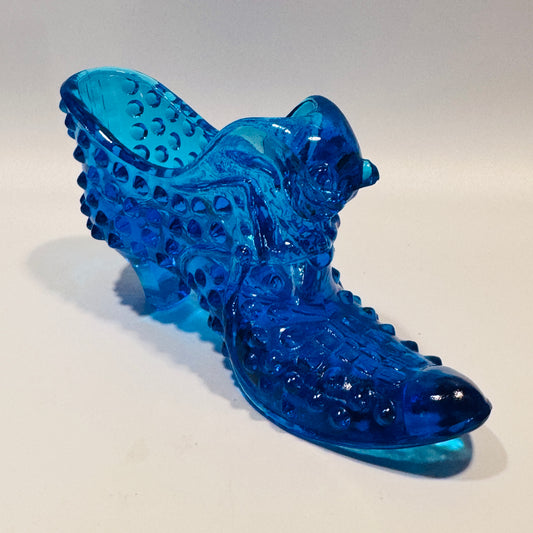 Fenton Cobalt Glass Hobnail Shoe