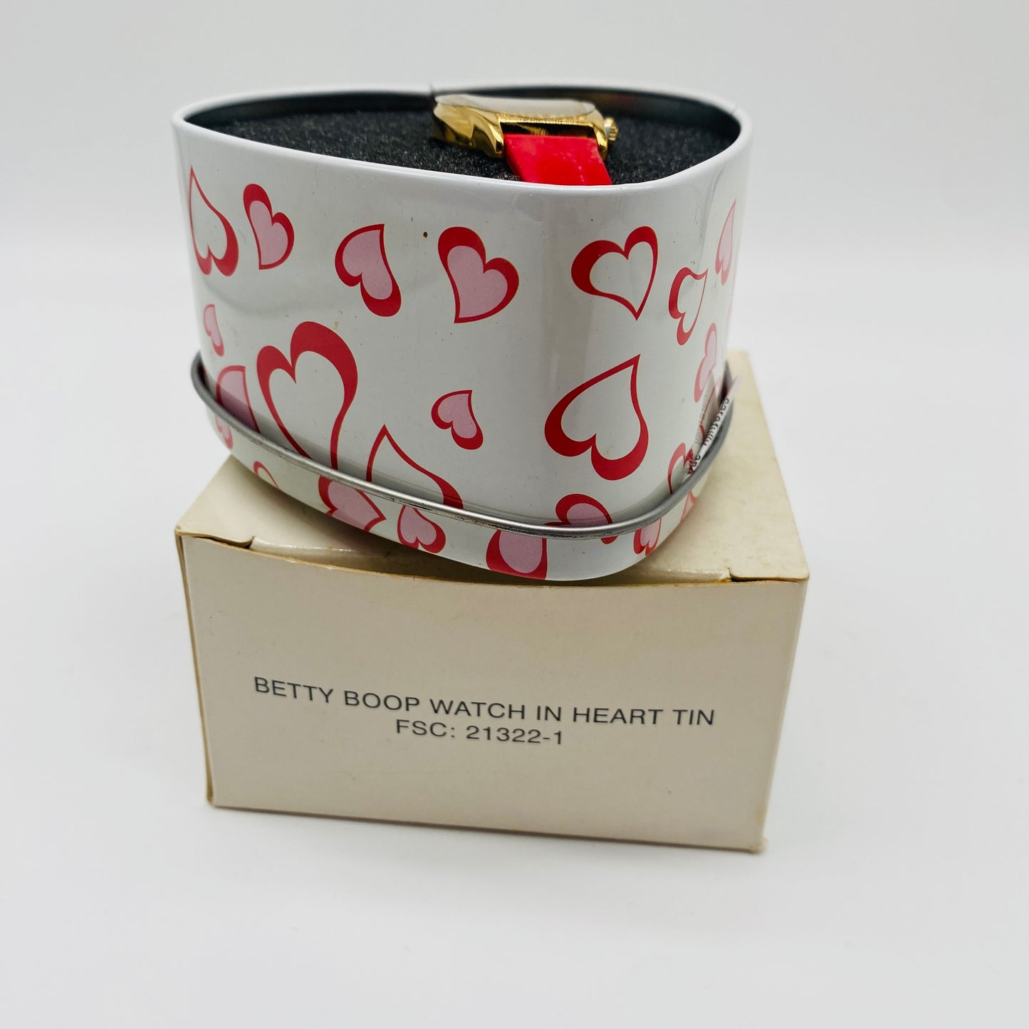 Betty Boop Red Leather Band Watch in Heart Tin