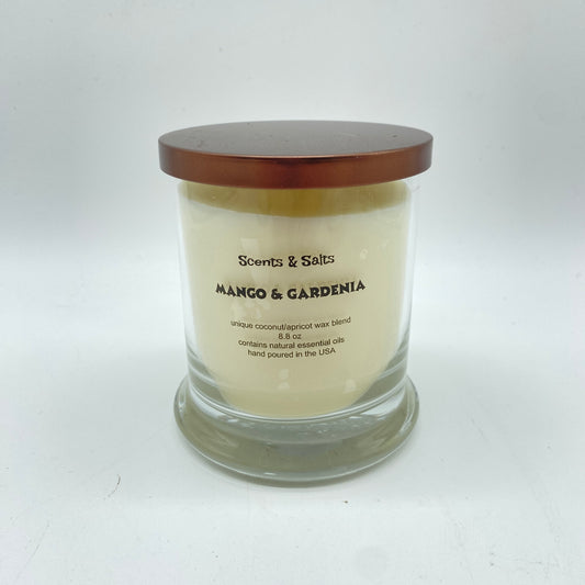 Scents and Salts Hand Poured Candle - Mango and Gardenia