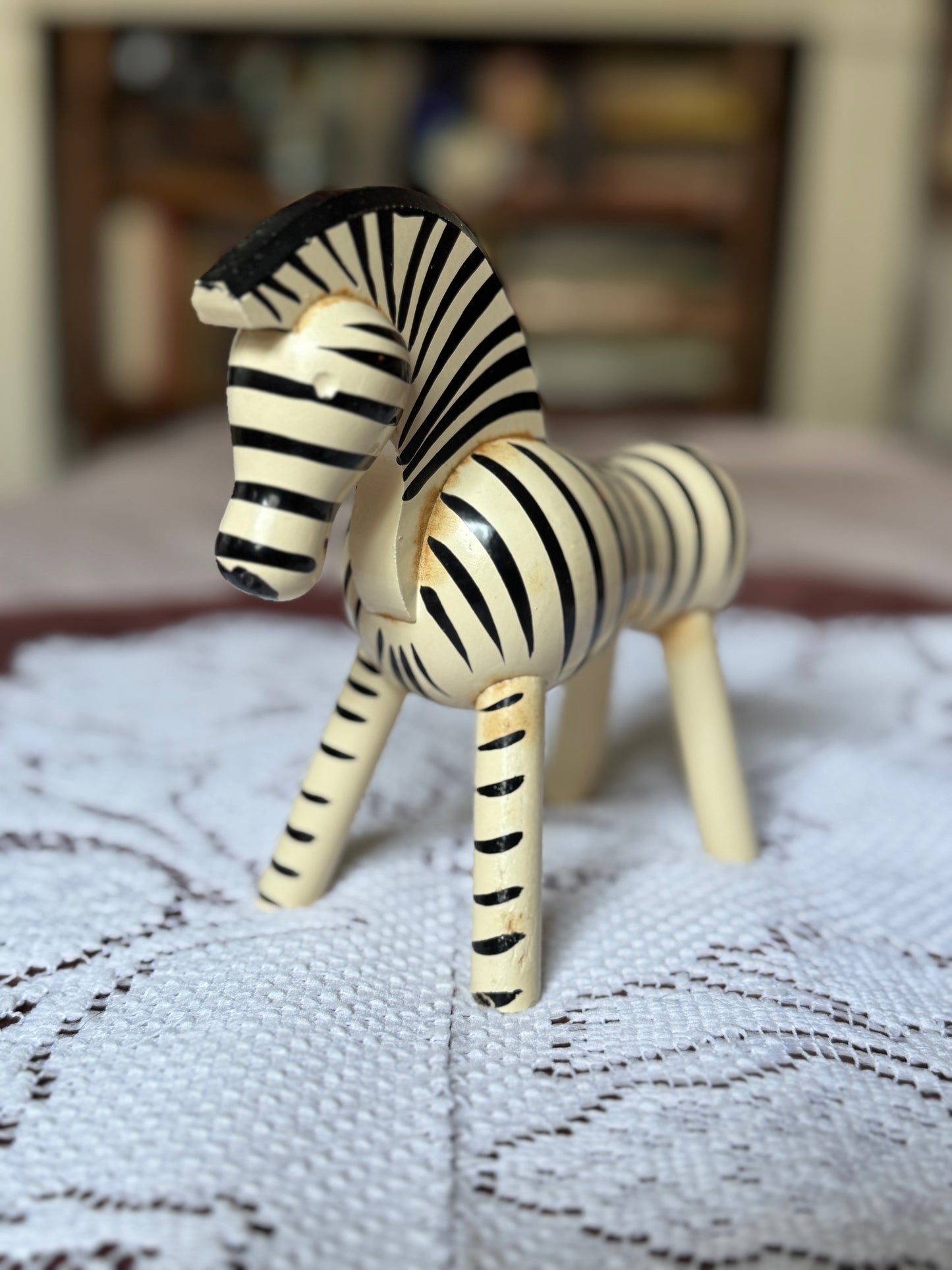Vintage Kay Bojesen Wood Zebra Figurine - Black and White - Danish Designer, No Label