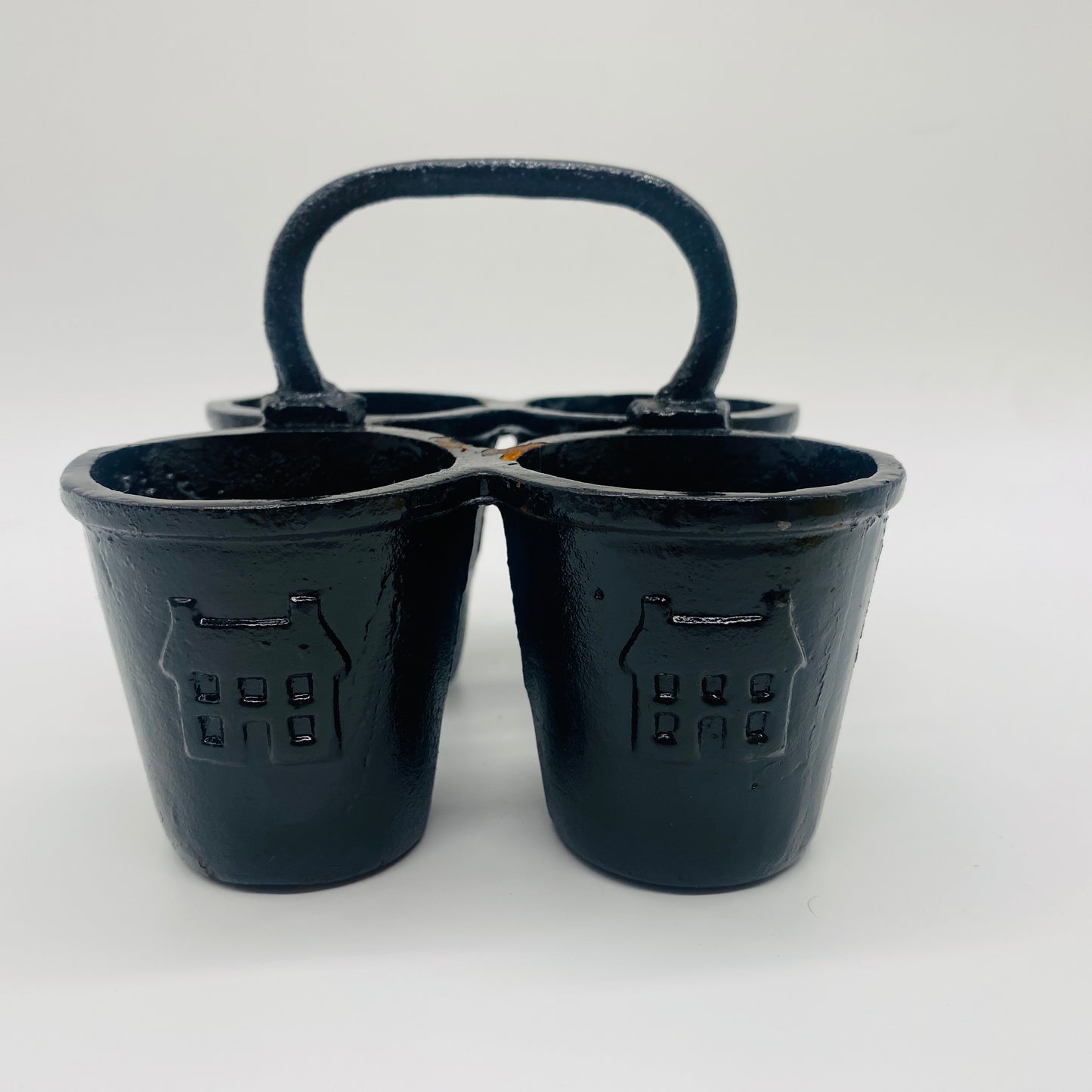 Cast Iron Four Chamber Caddy with Embossed House Print