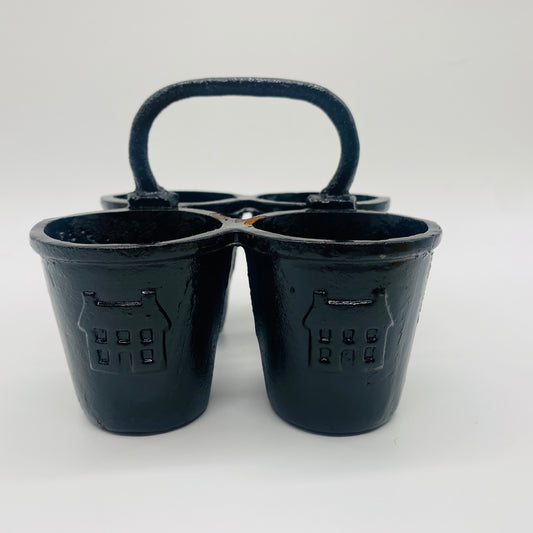 Cast Iron Four Chamber Caddy with Embossed House Print