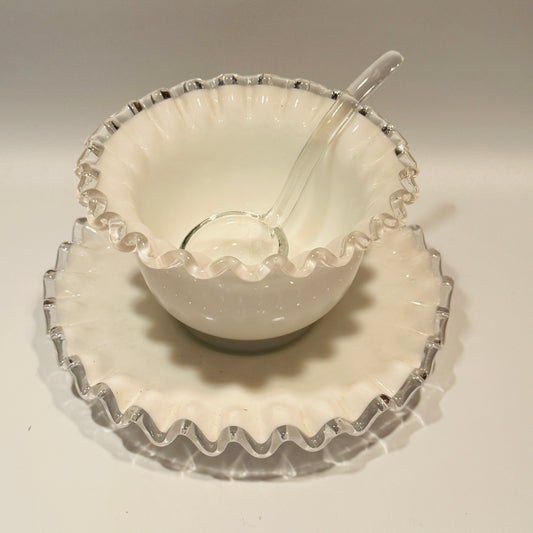 Fenton Silver Crest Three Piece Condiment Set