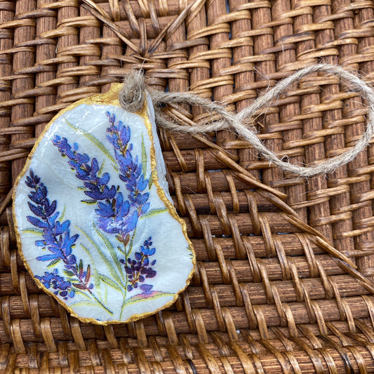 Small Oyster Shell Gilded Decoupage, Trinket Dish, Jewelry Tray, Gift, Ornament, Event Favor