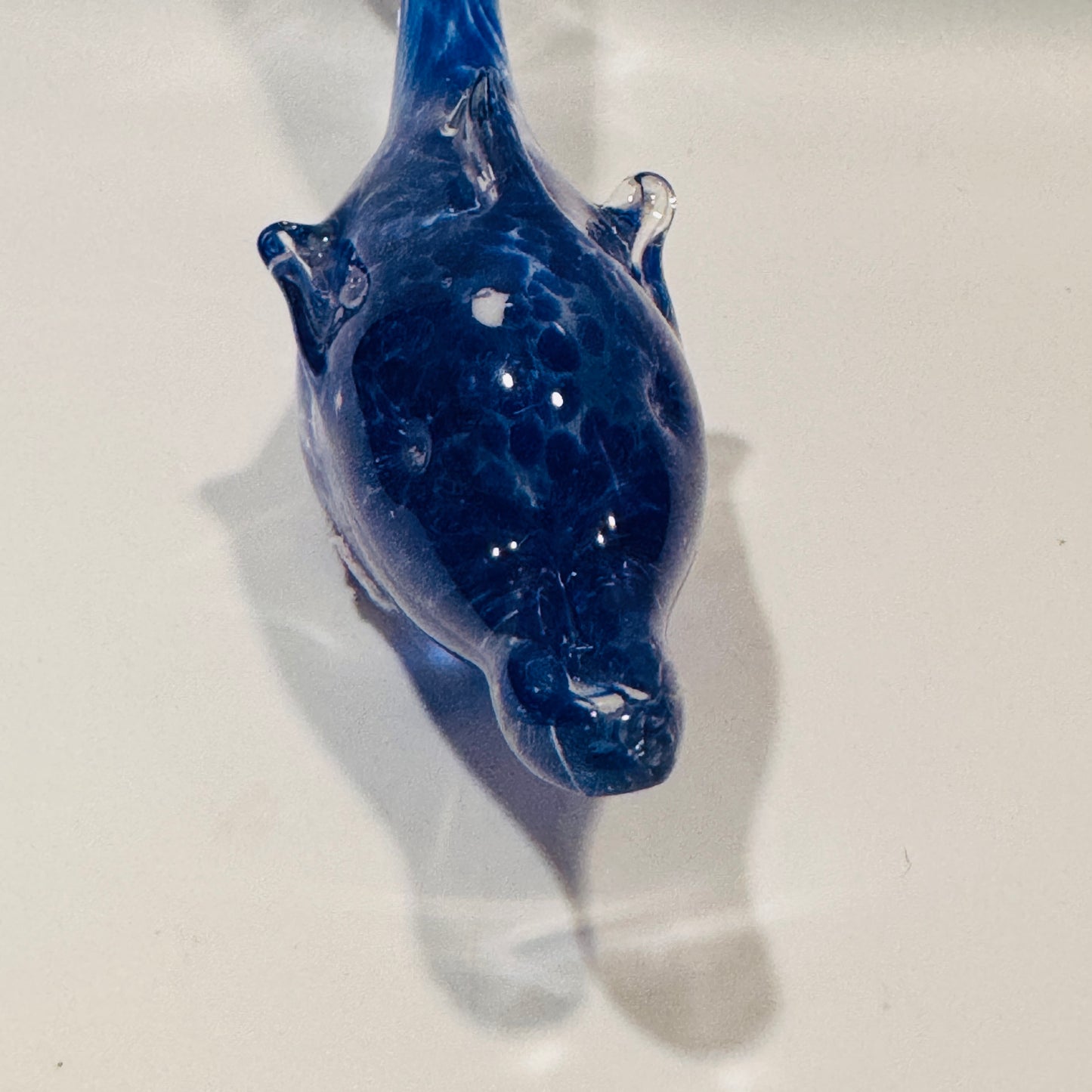 Cobalt Blue and Clear Art Glass Dolphin Figurine