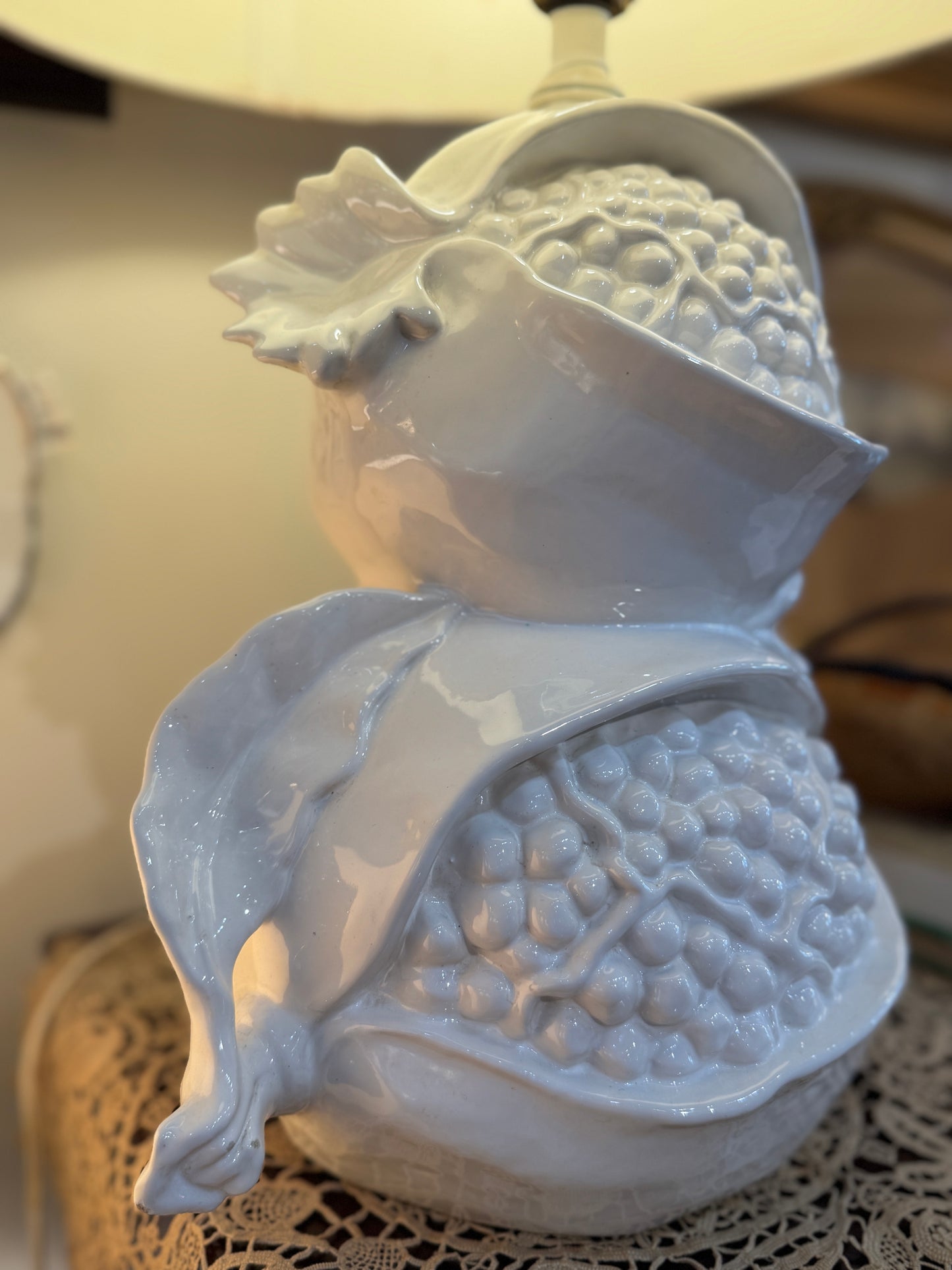 White Ceramic Stacked Pomegranate Lamp