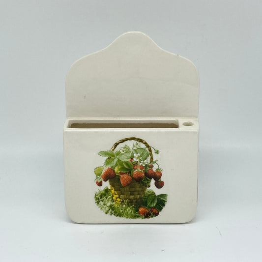 Ceramic Wall Pocket with Strawberry Scene