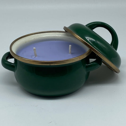 Hand Poured Candle - Green Crock with Lid
