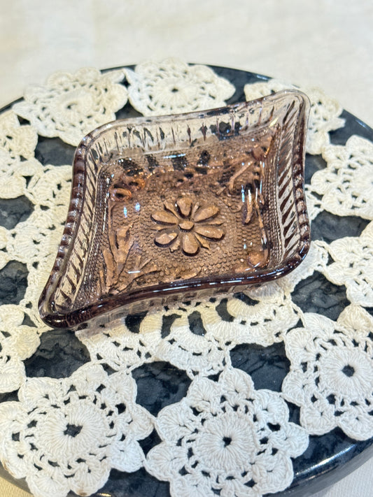 Purple / Amethyst Indiana Glass Tiara Sandwich Glass Diamond Trinket Dish