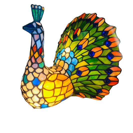 Tiffany Style Peacock Lamp