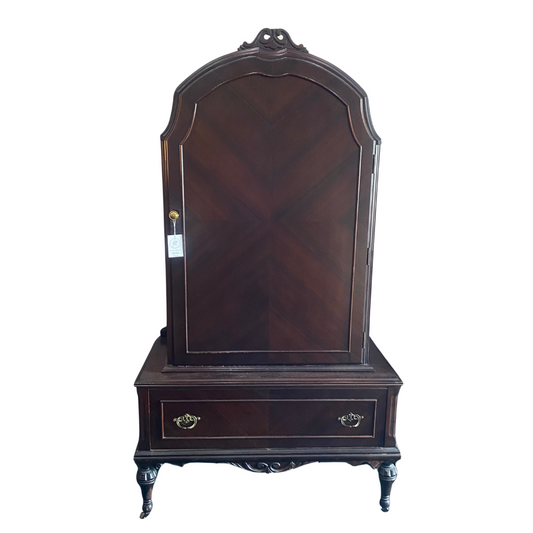 Arched Top Mahogany Armoire with Single Drawer