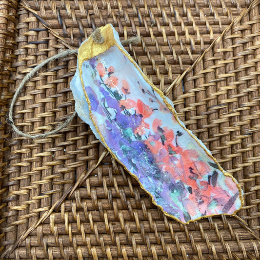 Medium Oyster Shell Gilded Decoupage, Trinket Dish, Jewelry Tray, Gift, Ornament, Event Favor