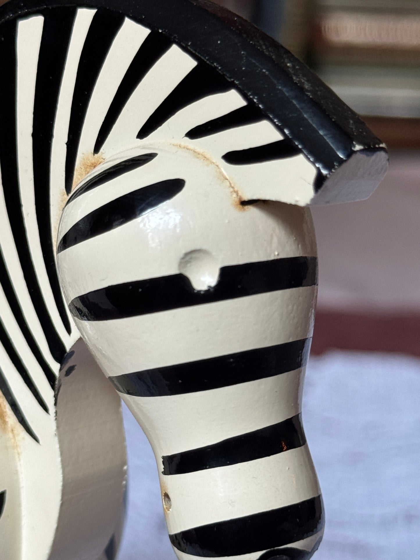 Vintage Kay Bojesen Wood Zebra Figurine - Black and White - Danish Designer, No Label
