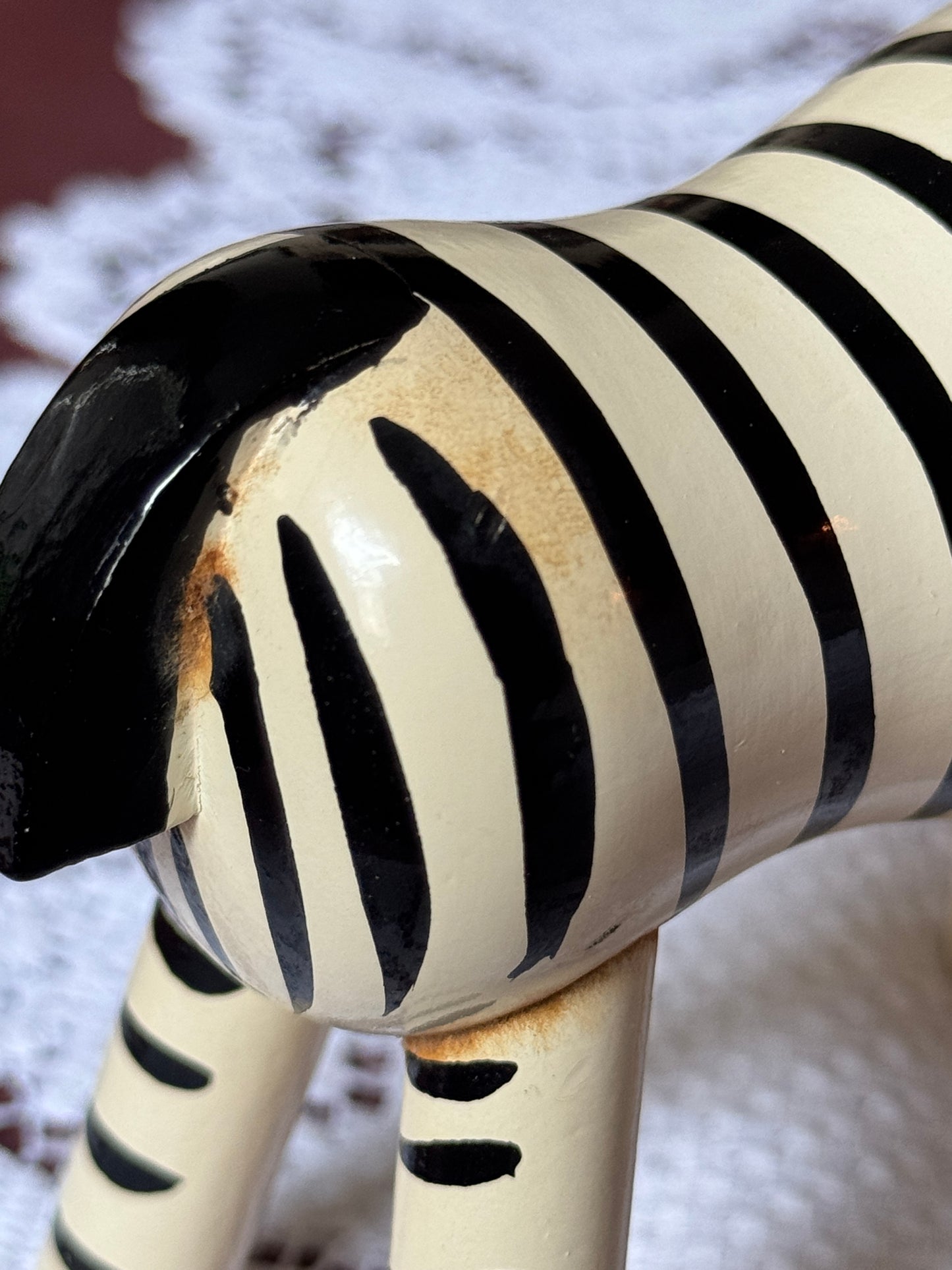 Vintage Kay Bojesen Wood Zebra Figurine - Black and White - Danish Designer, No Label