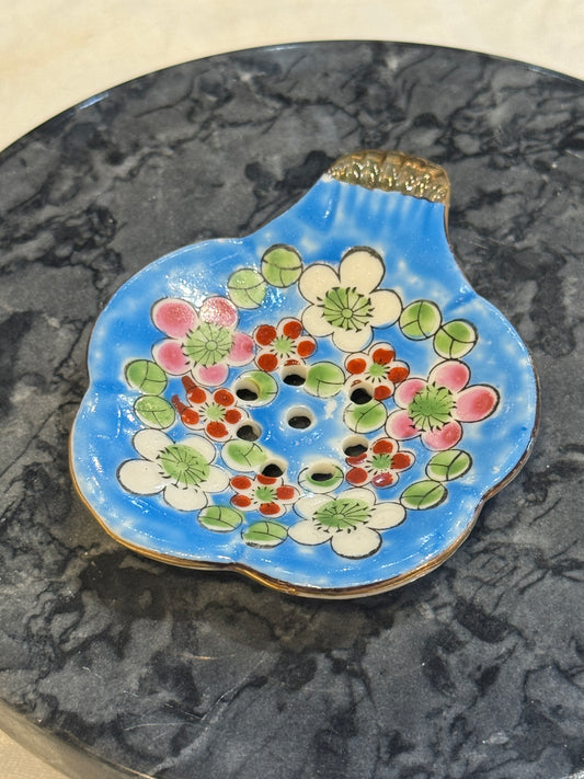 Brightly Colored Floral Tea Bag Holder Strainer