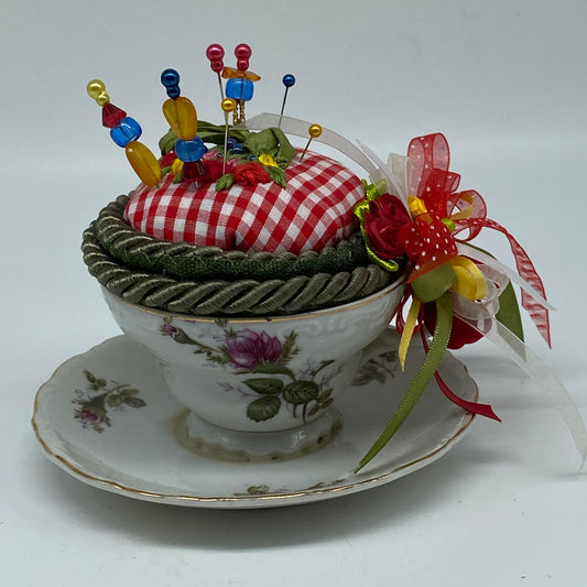 Handmade Pincushion - Tea Cup and Saucer