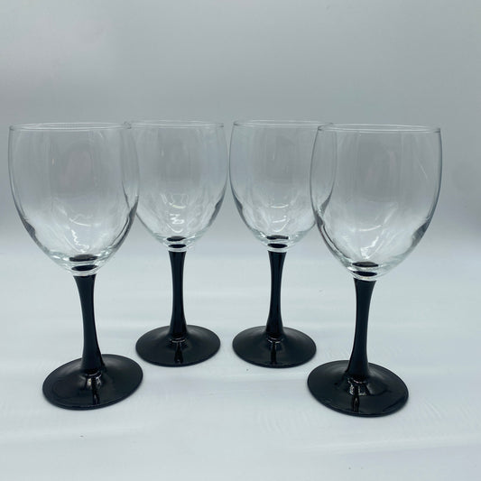 Black Stem Wine Glasses - 4 Piece Set