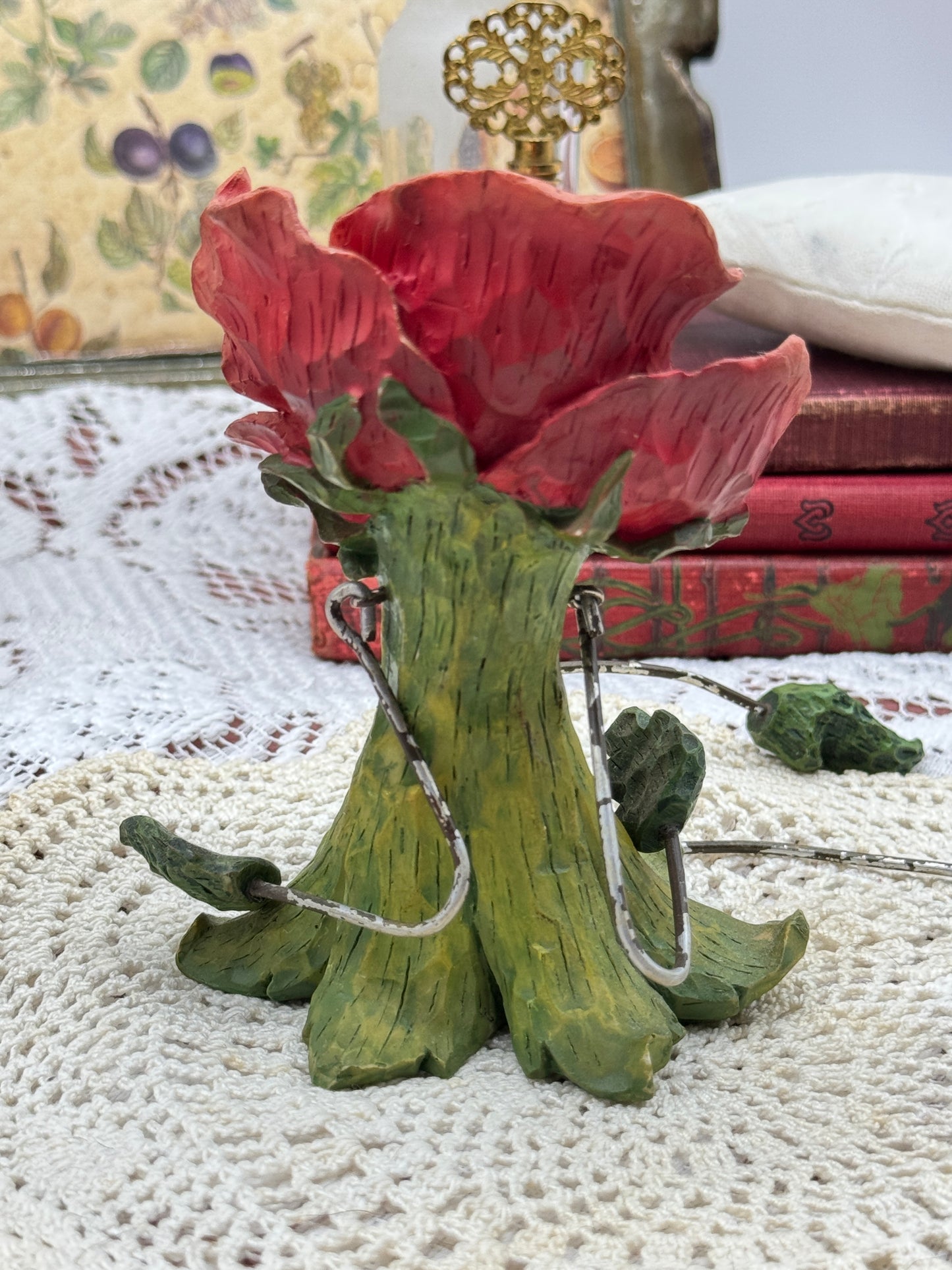 Anthropomorphic Rose Shelf Sitter with Face