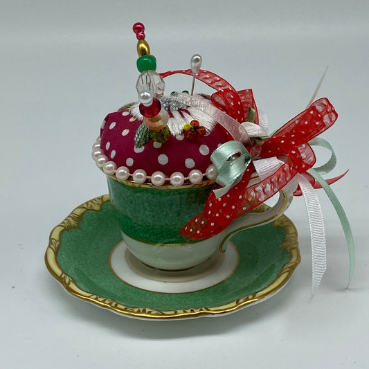 Handmade Pincushion - Espresso Cup and Saucer