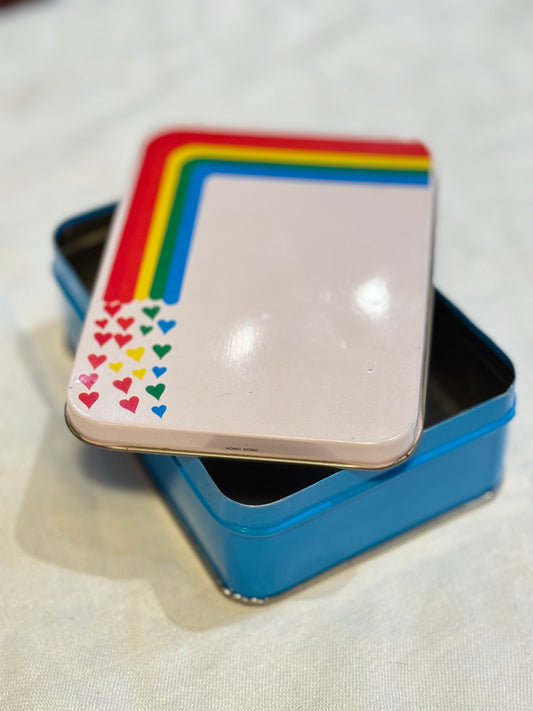 Vintage Giftco Tin - Rainbow and Hearts