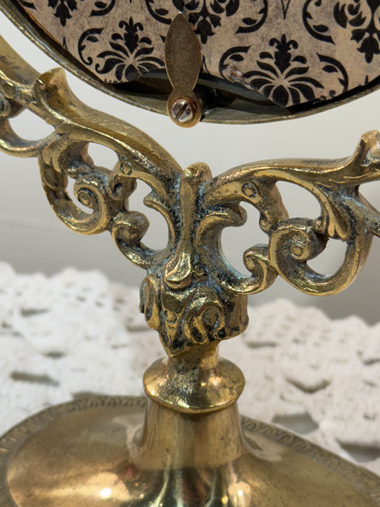 Rococo Ornate Brass Standing, Adjustable Swivel Makeup Vanity Mirror Frame