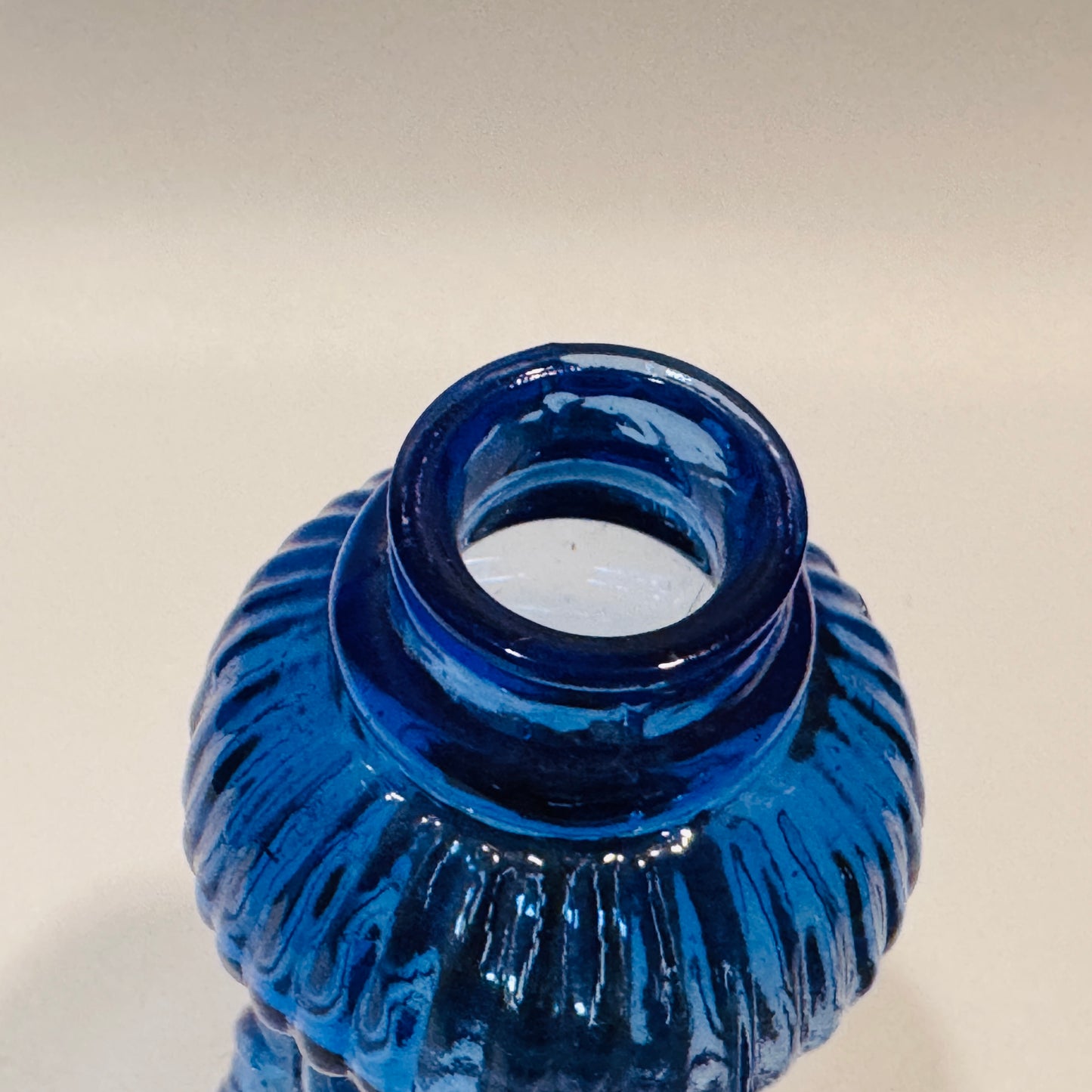 Cobalt Blue Swirl Mini Glass Oil Lamp