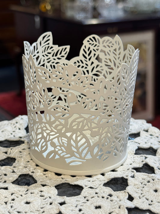 Ikea Samverka Tealight Candle Holder - White Steel, Bird Motif