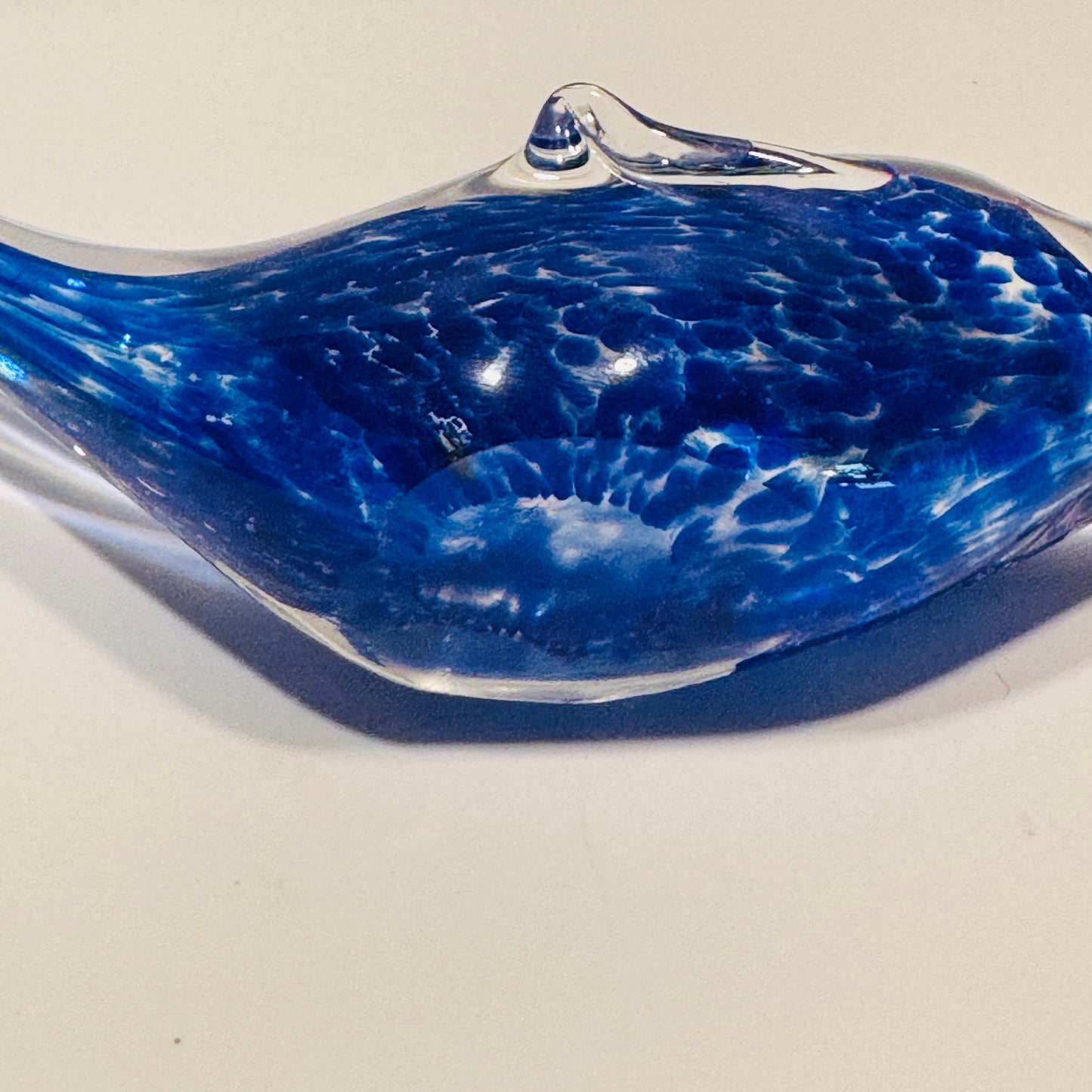 Cobalt Blue and Clear Art Glass Dolphin Figurine