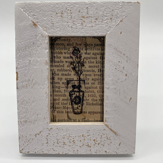 Mini White Rustic Photo Frame with Stamped Book Page