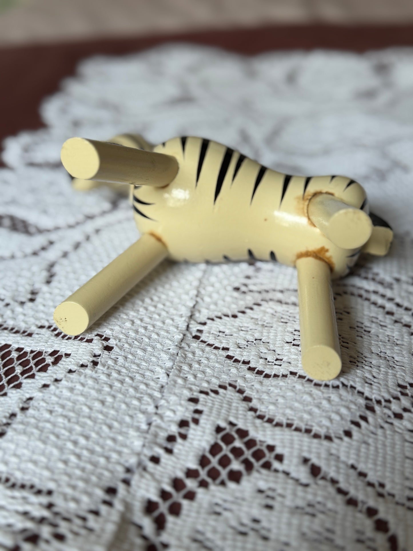 Vintage Kay Bojesen Wood Zebra Figurine - Black and White - Danish Designer, No Label
