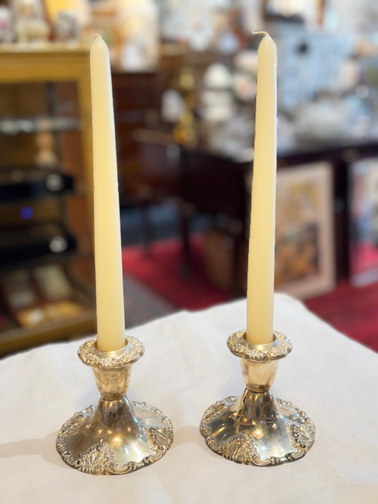 Set of (2) Two Godinger Silver-Plated Baroque Candlestick Holders