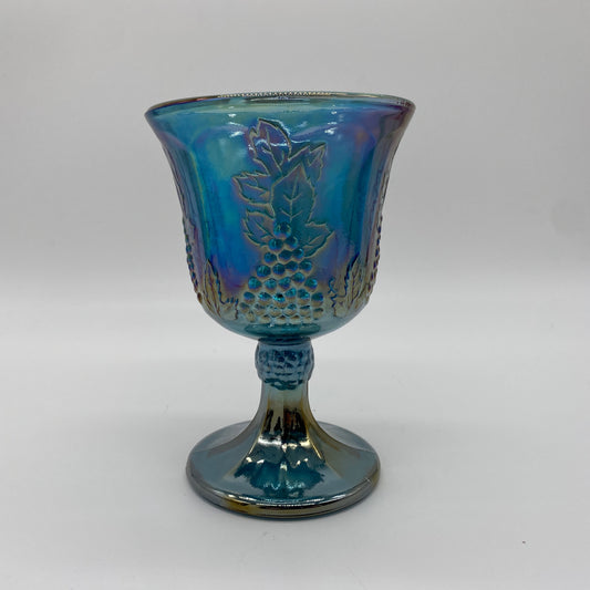Indiana Glass Blue Carnival Harvest Goblet