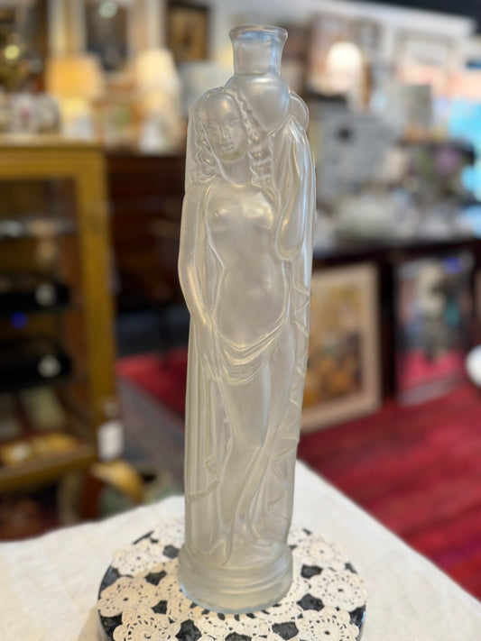 Satin / Frosted Glass Nude Figure Liqueur Bottle - No Stopper