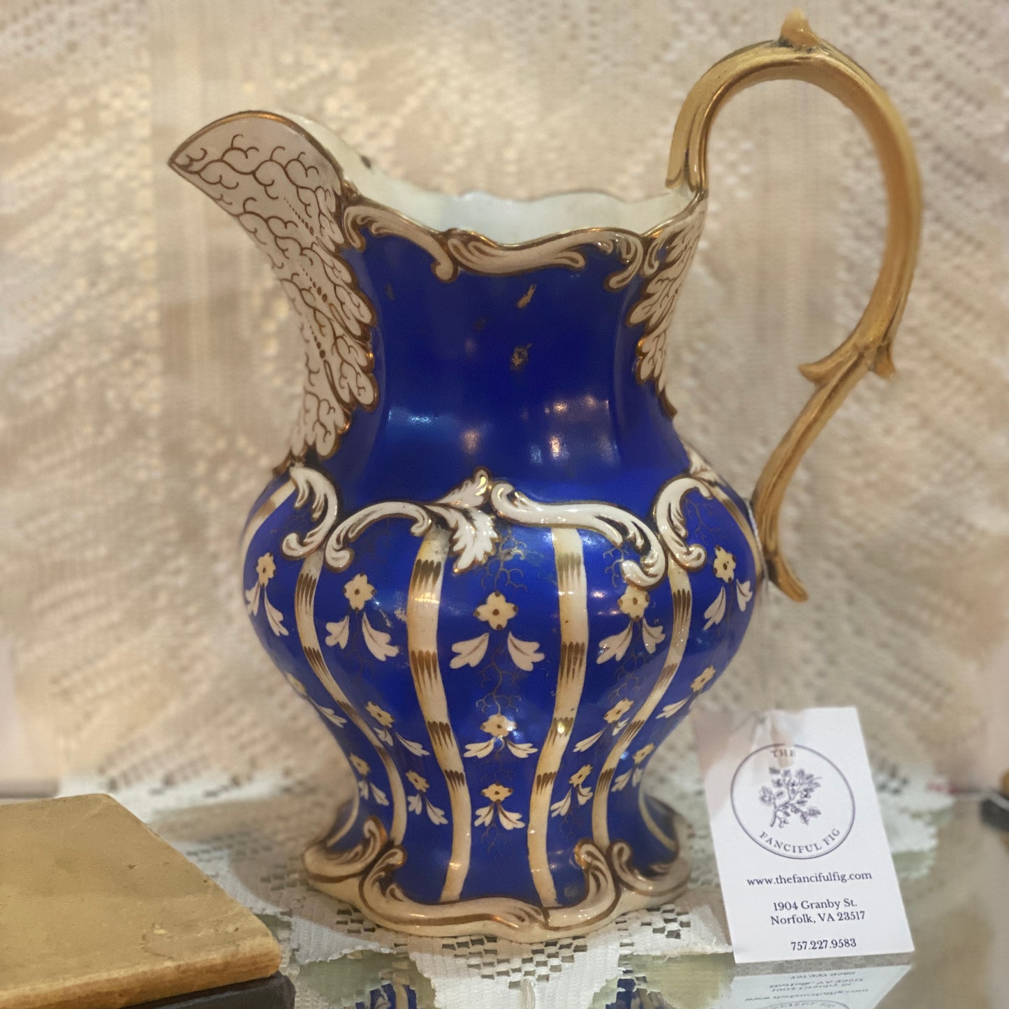 Blue and Gold English Pitcher