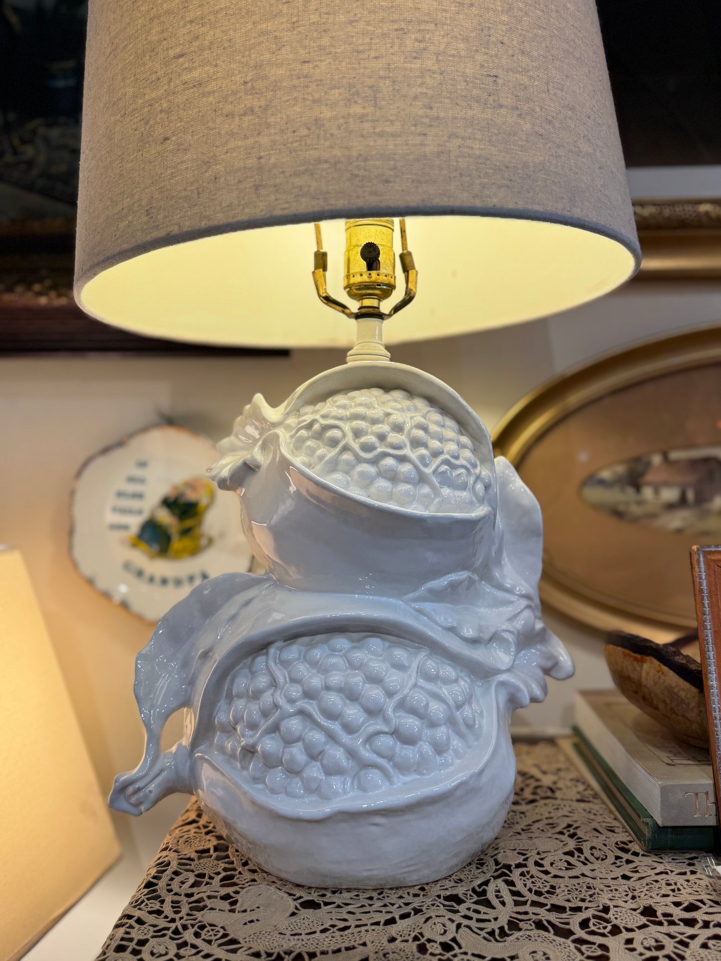 White Ceramic Stacked Pomegranate Lamp