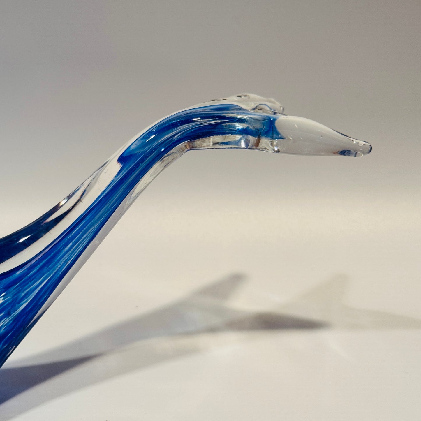 Cobalt Blue and Clear Art Glass Dolphin Figurine