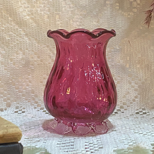 Pink Glass Footed Flower Votive